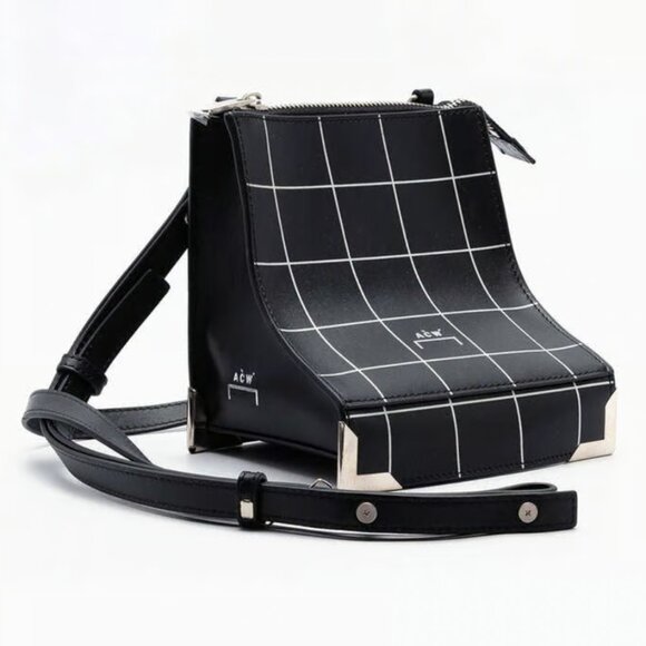 $695 A Cold Wall Black Structured Leather Curved Square Small Crossbody Bag - Picture 1 of 14